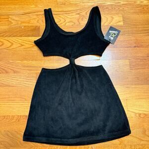 Art Class Girls Medium Black Ebony Terry Cloth Twist Cutout Dress Swimsuit Cover